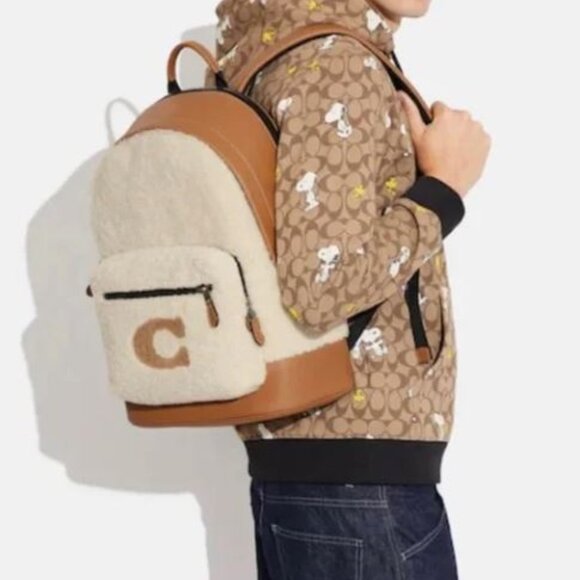 (Brand New) NWT Coach West Backpack With Coach Motif shearling CE437 - Picture 1 of 8